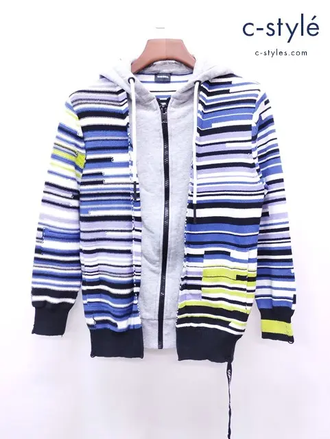 DIESEL ディーゼル パーカー XS マルチカラー ボーダー ニット切替