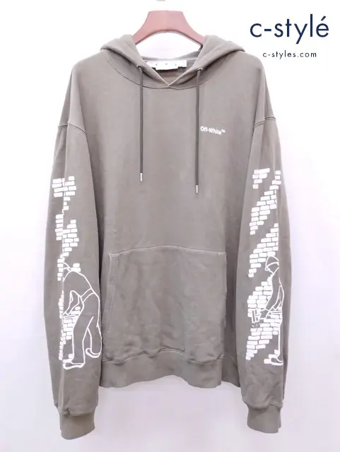 OFF WHITE オフホワイト パーカー XXL カーキ 22FW BRICKS SKATE HOODIE OMBB097F22FLE007