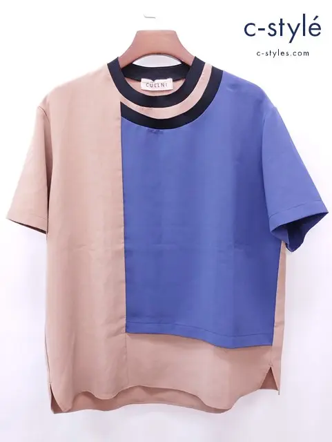 CULLNI クルニ 半袖Tシャツ 1 ブラウン×ネイビー ダブルサテンコンビネーションプルオーバー 21-SS-054