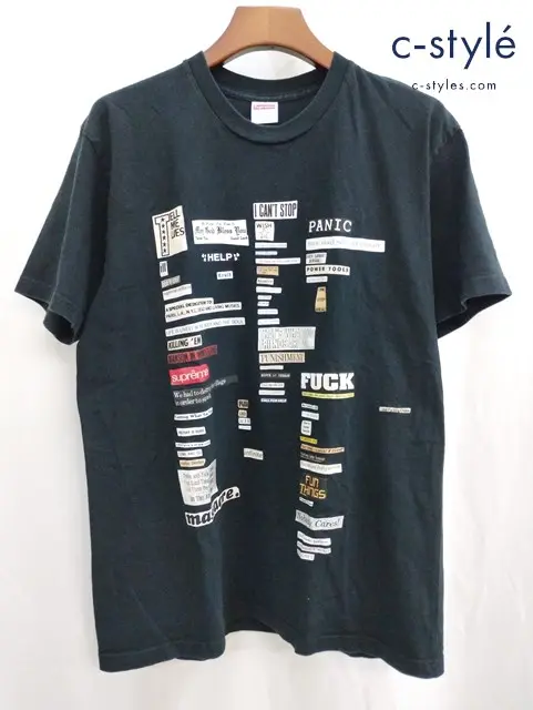 SUPREME シュプリーム Tシャツ L ブラック プリント 綿100% USA製 Cutouts Tee