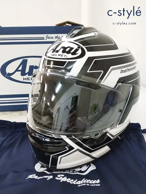 Arai アライ ヘルメット 57.58cm ホワイト×ブラック VECTOR-X PLACE