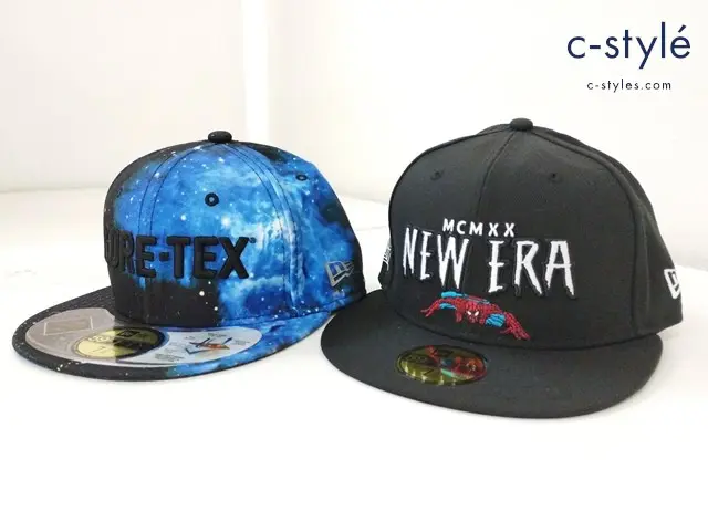 NEW ERA ニューエラ キャップ 7・1/8 59FIFTY GORE-TEX ブルー MCMXX スパイダーマン ブラック 計2点