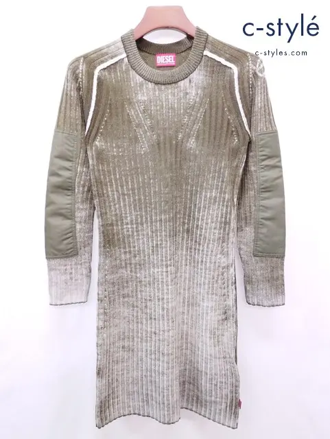 DIESEL ディーゼル ニットワンピース L グリーン系 長袖 レディース