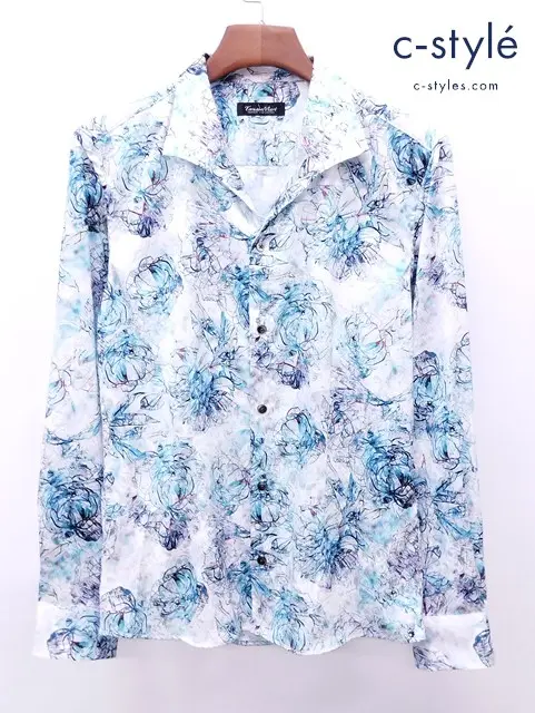 TORNADO MART トルネードマート シャツ L ホワイト×ブルー 総柄 20-01646