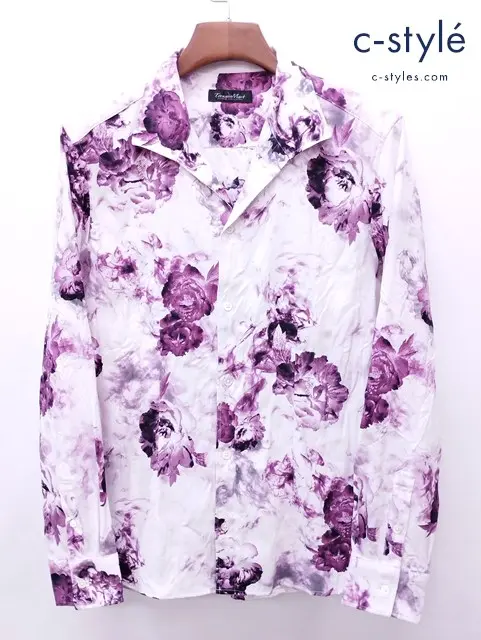 TORNADO MART トルネードマート シャツ L ホワイト×パープル 総柄