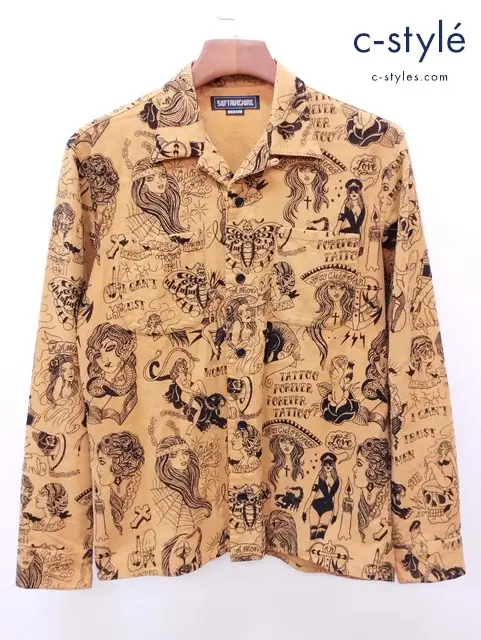 SOFTMACHINE ソフトマシーン オープンカラーシャツ M オレンジ系 コットン100%