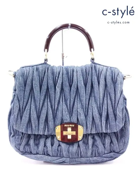 miumiu ミュウミュウ インディゴ 2WAY デニムショルダーバッグ マテラッセ レディース