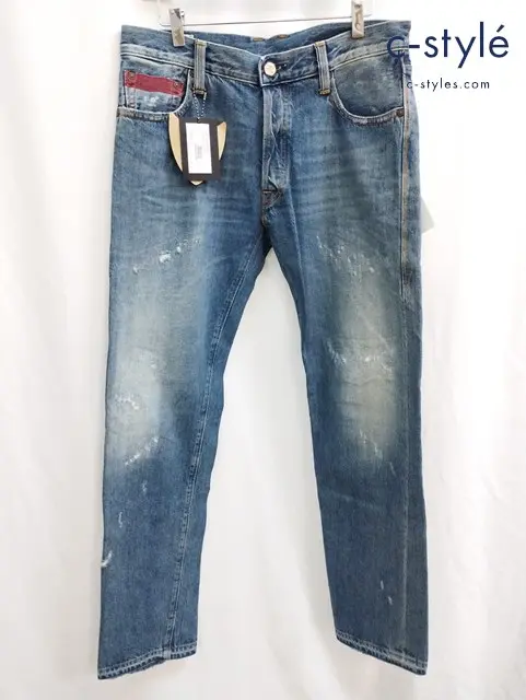 HTC エイチティーシー デニムパンツ 31 インディゴ ボタンフライ イタリア製 OCEAN 0557S