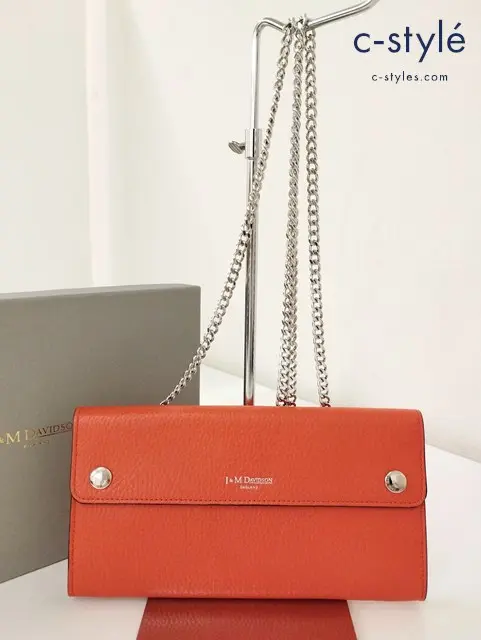 J&M DAVIDSON ジェイアンドエムデヴィッドソン チェーンショルダーバッグ オレンジ レディース