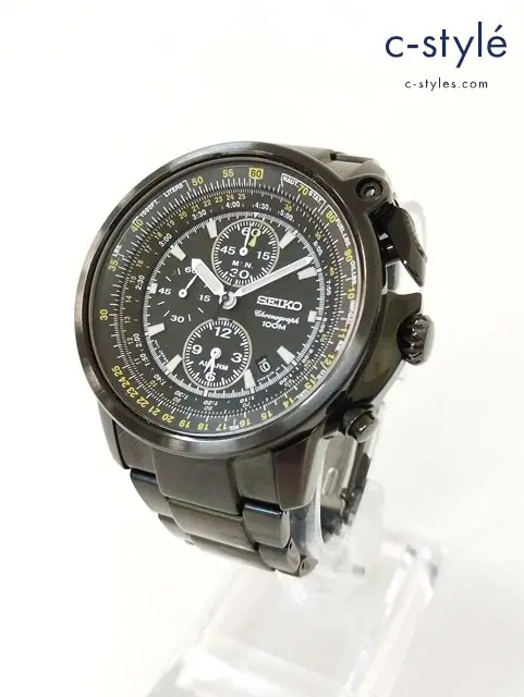 SEIKO セイコー 腕時計 ブラック Chronograph 100m 7T62-0HM0 クォーツ式