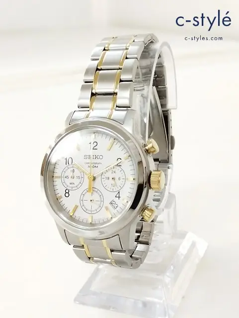 SEIKO セイコー 腕時計 ホワイト×シルバー Chronograph 100M 6T63-00A0 クォーツ式