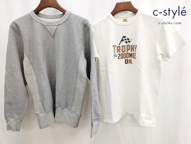 TROPHY CLOTHING トロフィークロージング Tシャツ スウェット 36S ホワイト グレー 綿100% 日本製