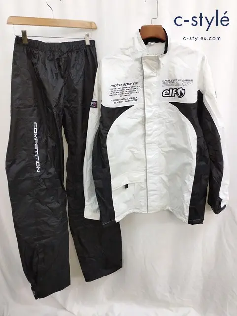 elf エルフ レインスーツ LL ホワイト系 ブラック ELR-3291 バイクウェア