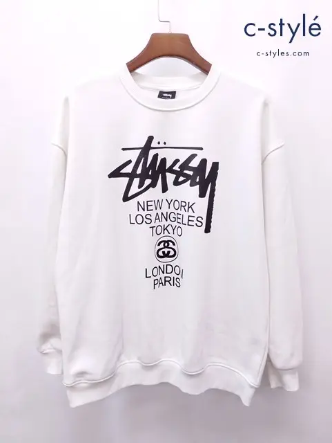STUSSY ステューシー WORLD TOUR CREW SWEAT L ホワイト スウェット トレーナー 長袖