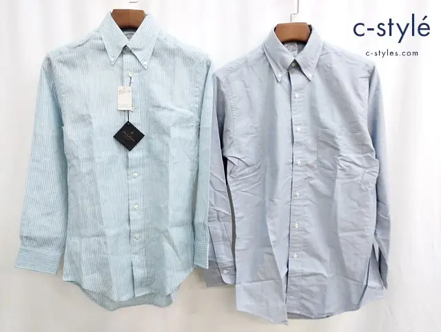Brooks Brothers ブルックスブラザーズ ボタンダウンシャツ XS ブルー×ホワイト 14・1/2-31 ブルー系 長袖