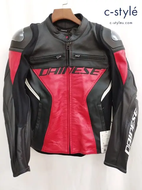 DAINESE ダイネーゼ ジャケット 48 ブラック×レッド RACING 4 LEATHER JACKET 革ジャン 201533848