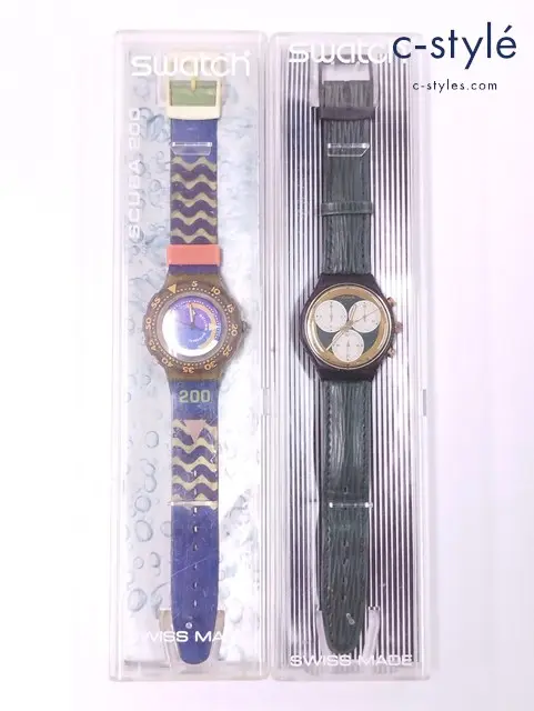 Swatch スウォッチ 腕時計 ゴールド×グリーン ブルー系 SCB107 SDJ100 クォーツ 計2点