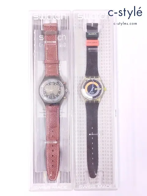 Swatch スウォッチ 腕時計 ブラウン×シルバー ブラック系 SCM102 SSK100 クォーツ 計2点