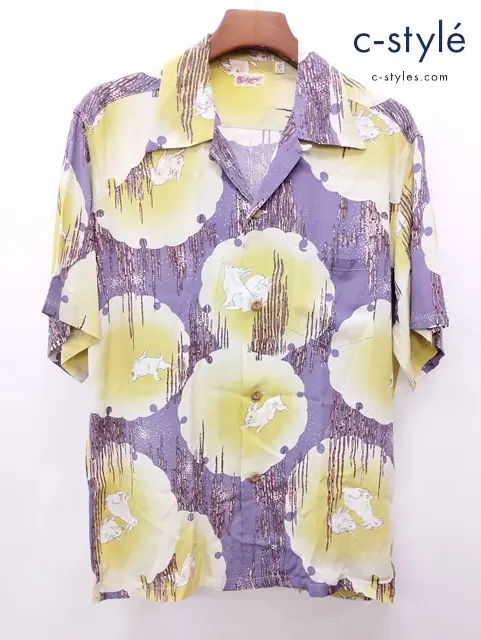 SUN SURF サンサーフ アロハシャツ L マルチカラー THE MOON AND RABBIT SS34467 レーヨン100％