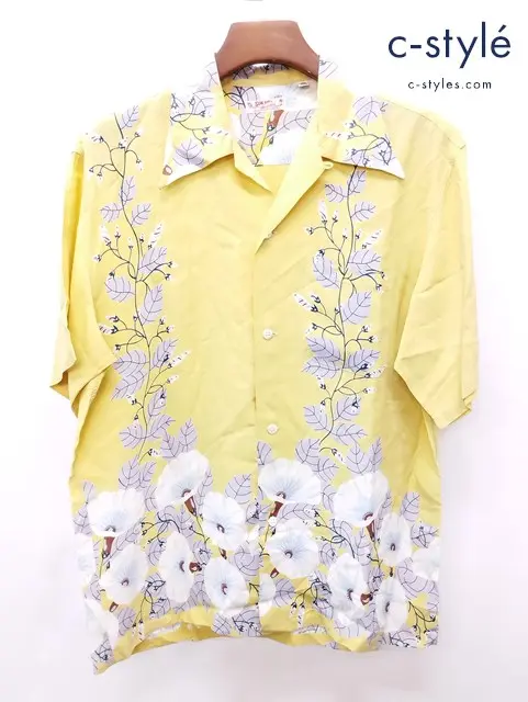 SUN SURF サンサーフ アロハシャツ L イエロー系 MORNING GLORY アサガオ