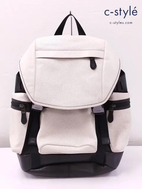 COACH コーチ レザーバックパック ベージュ×ブラック F57477 リュック
