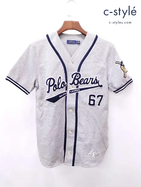 POLO RALPH LAUREN ポロラルフローレン ベースボールスウェットシャツ XS グレー 半袖 ポロベア 0200011680