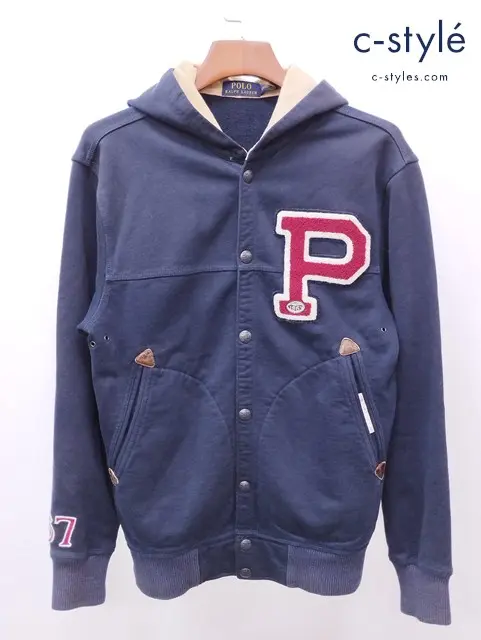 POLO RALPH LAUREN ポロラルフローレン スナップパーカー XS ネイビー 0407256 フード ワッペン