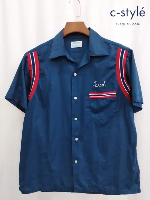 HILTON ヒルトン ボウリングシャツ L 16-16・1/2 ネイビー系 JOHN’S TRUCKING