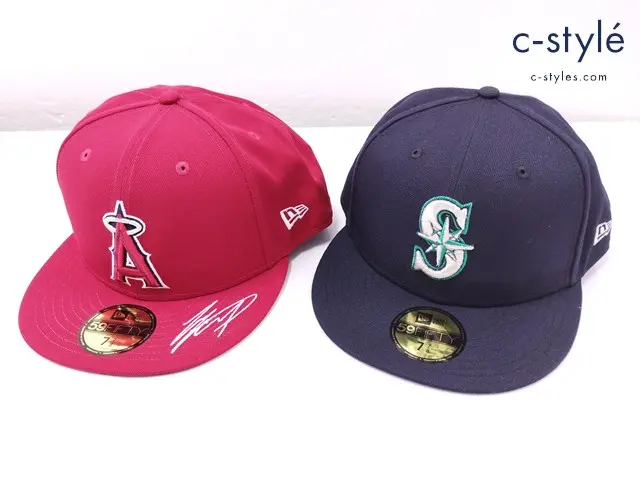 NEW ERA ニューエラ キャップ 7・7/8 62.5cm ネイビー系 レッド 59FIFTY エンゼルス マリナーズ 計2点