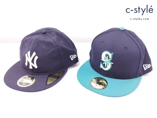 NEW ERA ニューエラ キャップ 7・7/8 62.5cm ブラック ネイビー×グリーン系 59FIFTY 計2点