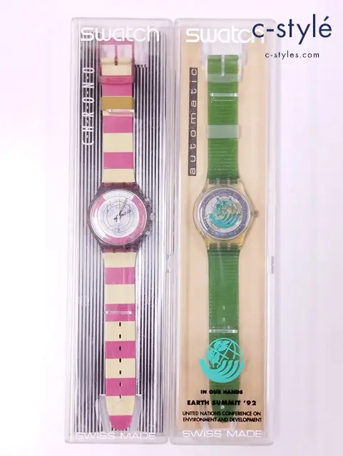 Swatch スウォッチ 腕時計 クリア系×グリーン レッド×ホワイト SAK102 SCR100 自動巻き クォーツ