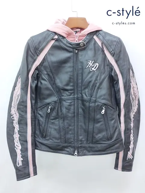 HARLEY-DAVIDSON ハーレーダビッドソン ライダースジャケット S ブラック系 レザー レディース