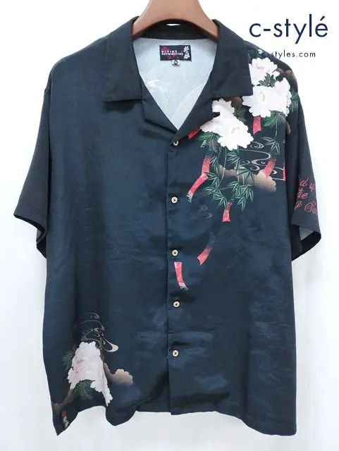 抜刀娘 バットウムスメ シャツ XXL ブラック系 和柄 半袖