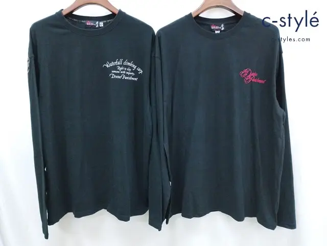 抜刀娘 バットウムスメ シャツ XXL ブラック系 和柄 長袖 綿100% 計2点