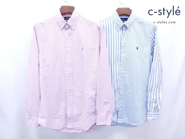 POLO RALPH LAUREN / RALPH LAUREN 長袖シャツ SP ピンク ブルー系 ストライプ ポニー 刺繍 レディース 計2点