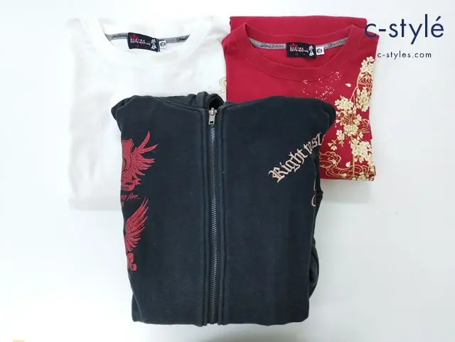 抜刀娘 バットウムスメ パーカー 長袖シャツ XL XXL 和柄 花 プリント 計3点