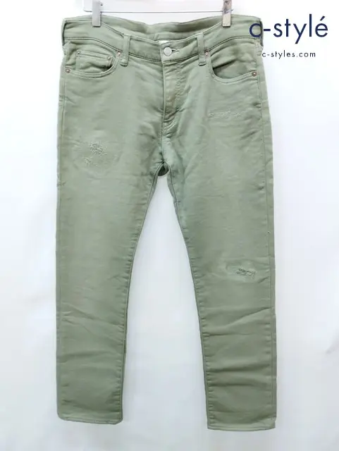 Ronherman ロンハーマン スウェットデニムパンツ M カーキ 622060107-1071 ダメージリペア加工