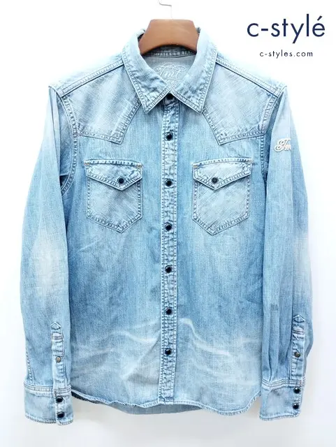 TMT ティーエムティー デニムシャツ L インディゴ TSH-S1408 綿100％