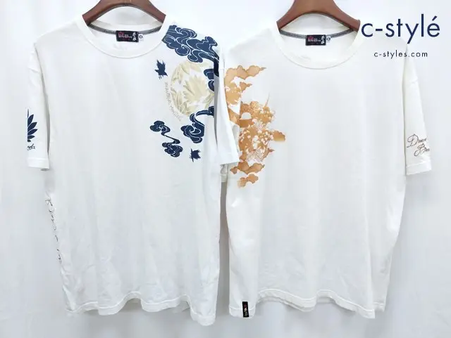 抜刀娘 バットウムスメ 半袖Tシャツ XXL ホワイト 和柄 花 刺繍 プリント