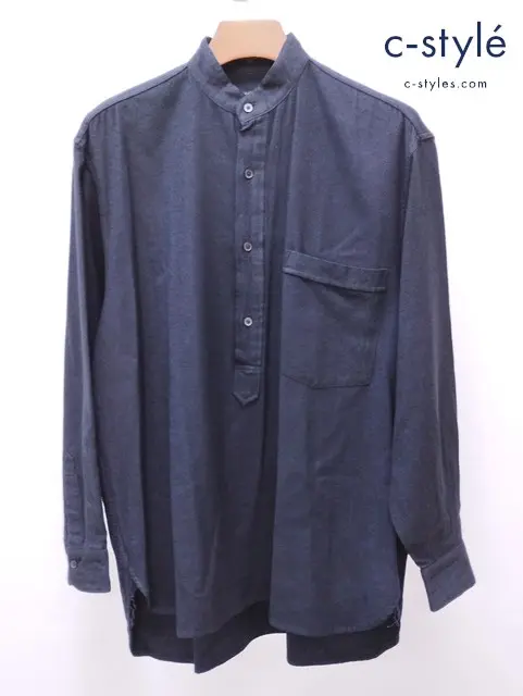 COMOLI コモリ 長袖シャツ 1 ネイビー シルクネル プルオーバーシャツ S03-02009 シルク100%