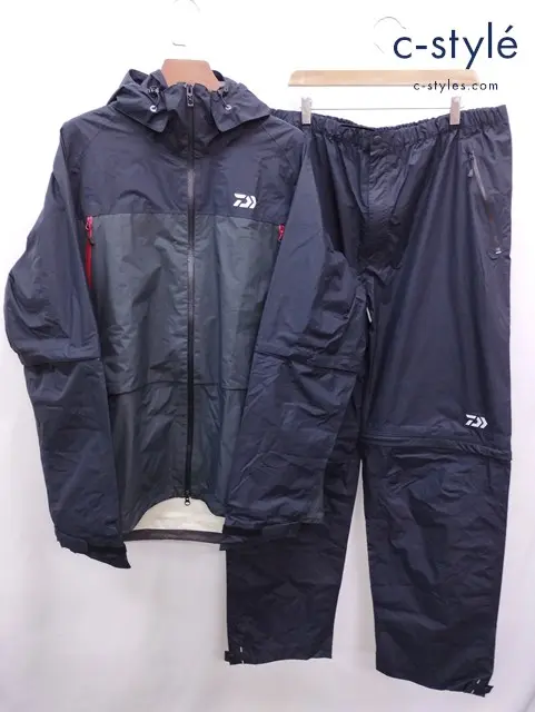 DAIWA レインジャケット レインパンツ 4XL ブラック×グレー ブラック レインマックス(R)デタッチャブル 雨具
