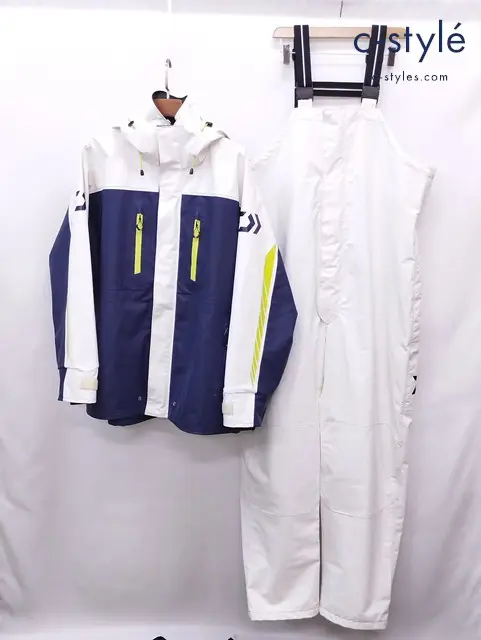 DAIWA ダイワ オーシャンサロペットレインスーツ 3XL ホワイト×ネイビー DR-6007 雨具 釣り セットアップ