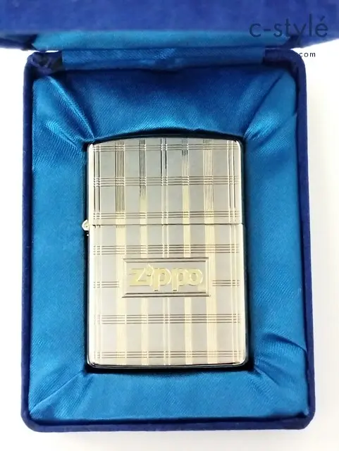 ZIPPO ジッポー オイルライター ラインカットクロス 5面仕上 SILVER 10ミクロン シルバー×ゴールド ’93