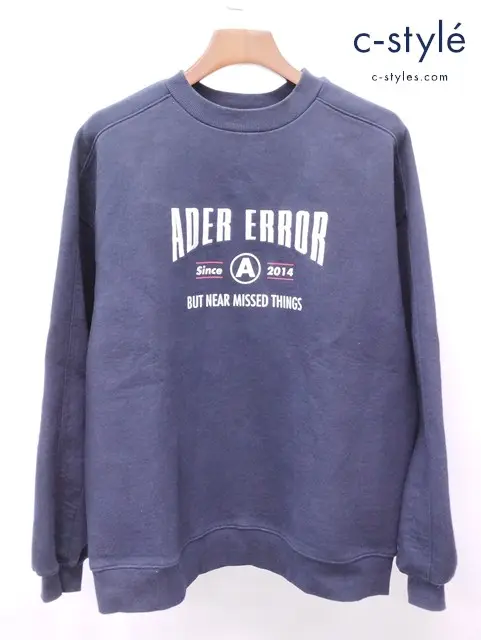 ADER ERROR アーダーエラー スウェット 3 ネイビー ロゴ刺繡
