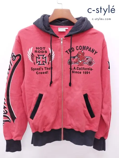 TEDMAN テッドマン ジップアップパーカー 40 レッド系 プリント Ted Company