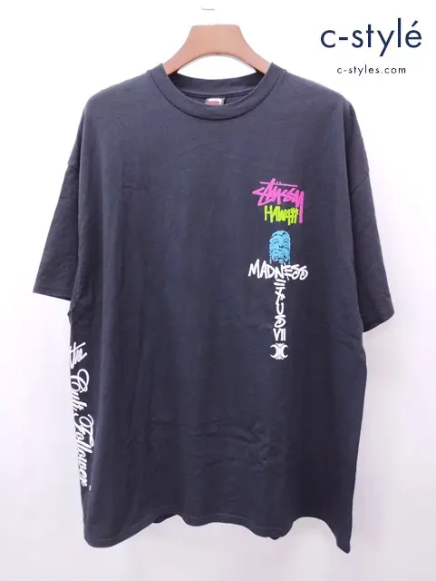 STUSSY ステューシー Tシャツ XXL ブラック系 プリント 綿100% HAWAII NEXUS 7 MADNESS