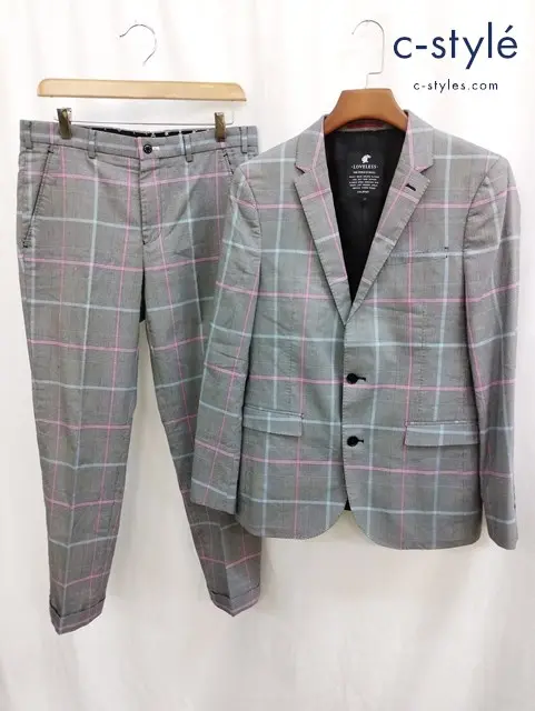 LOVELESS ラブレス テーラードジャケット 2 パンツ 79 グレー系 チェック柄 2B セットアップ