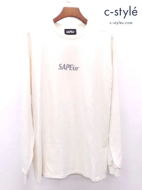 SAPEur サプール Tシャツ ホワイト系 プリント 綿100%