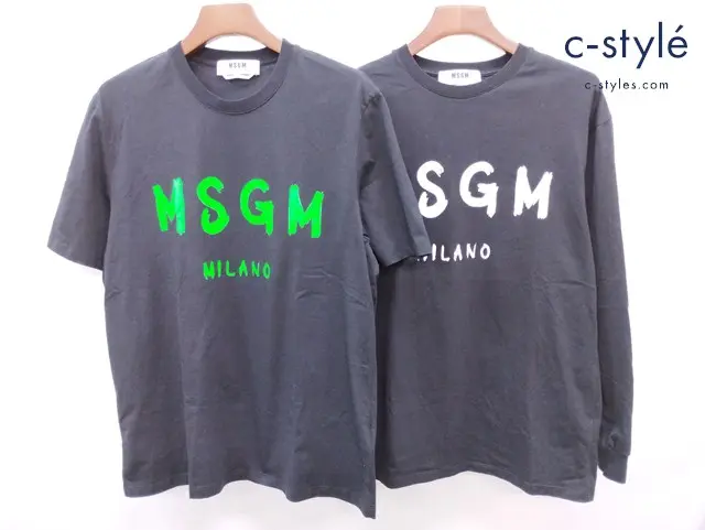 MSGM エムエスジーエム Tシャツ S L ブラック プリント 半袖 長袖 計2点