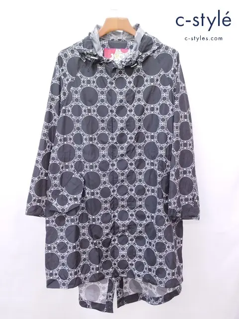 JANTJE ONTEMBAAR×SANYO COAT コート S ブラック プリント ナイロン100% レディース